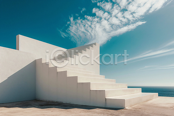 사람없음 JPG 디지털합성 편집이미지 건축 계단 공간 구름(자연) 모던 미니멀 백그라운드 비어있는 오르막 편집소스 풍경(경치) 하늘