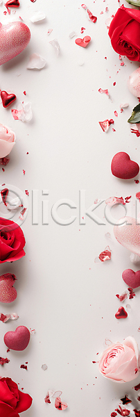 로맨틱 사랑 축하 사람없음 JPG 디지털합성 편집이미지 꽃잎 낭만적 배너 백그라운드 빨간색 장미 장식 편집소스 프레임 하트