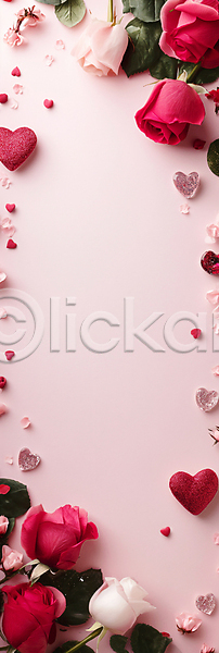 로맨틱 사랑 축하 사람없음 JPG 디지털합성 편집이미지 꽃잎 낭만적 배너 백그라운드 빨간색 장미 장식 편집소스 프레임 하트