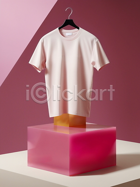 사람없음 JPG 디지털합성 편집이미지 단상 모던 미니멀 분홍색 옷걸이 캐주얼 티셔츠 패션 편집소스