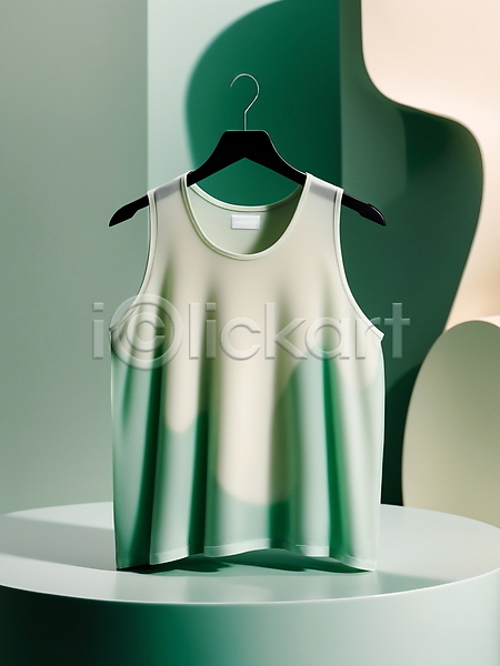 사람없음 JPG 디지털합성 편집이미지 그림자 단상 민소매 심플 옷걸이 직물 초록색 패션 편집소스