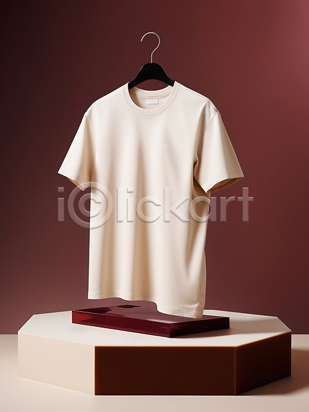사람없음 JPG 디지털합성 편집이미지 그림자 단상 미니멀 아이보리 옷걸이 적갈색 캐주얼 티셔츠 패션 편집소스