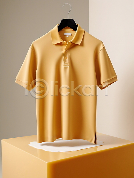 사람없음 JPG 디지털합성 편집이미지 노란색 단상 옷걸이 캐주얼 티셔츠 패션 편집소스