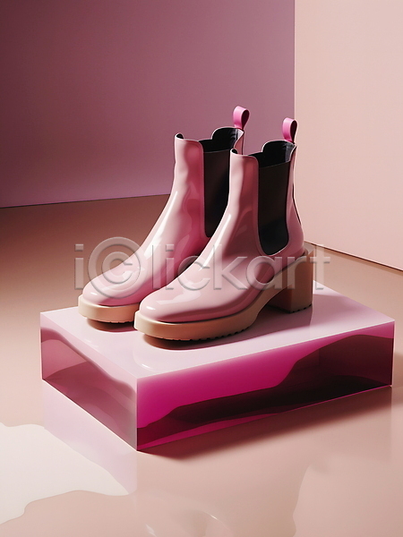 사람없음 JPG 디지털합성 편집이미지 단상 디자인 부츠 분홍색 여성용 패션 편집소스