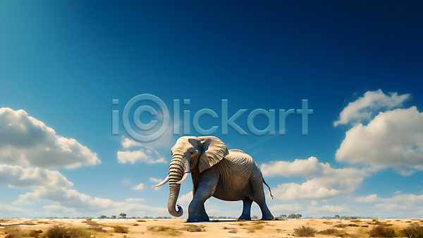 사람없음 JPG 편집이미지 구름(자연) 동물 초원(자연) 코끼리 하늘