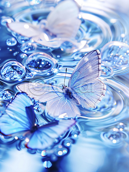 신비 사람없음 JPG 아웃포커스 편집이미지 나비 물결 물방울 반짝임 백그라운드 빛 수면 윤슬 자연 파란색 파장