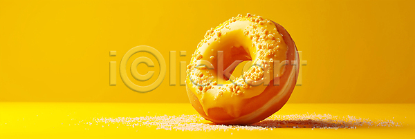 사람없음 JPG 디지털합성 편집이미지 노란색 달콤함 도넛 디저트 스프링클 음식 초콜릿 편집소스