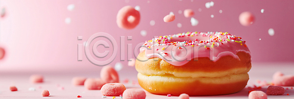 사람없음 JPG 디지털합성 편집이미지 달콤함 도넛 디저트 분홍색 스프링클 시리얼 음식 초콜릿 편집소스
