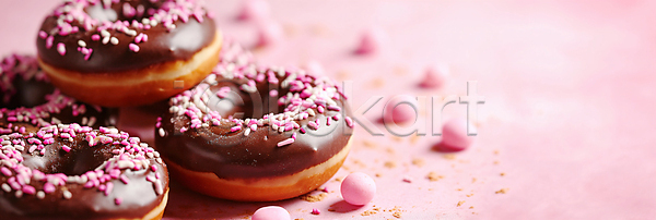 사람없음 JPG 디지털합성 편집이미지 달콤함 도넛 디저트 분홍색 스프링클 음식 초콜릿 편집소스