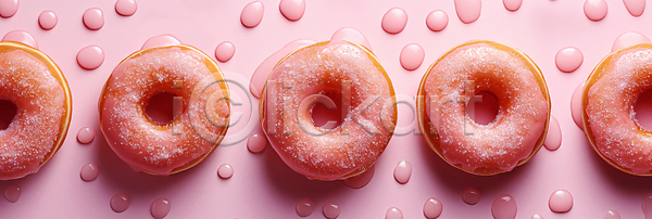 사람없음 JPG 디지털합성 편집이미지 달콤함 도넛 디저트 분홍색 스프링클 음식 일렬 초콜릿 편집소스