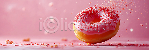 사람없음 JPG 디지털합성 편집이미지 달콤함 도넛 디저트 분홍색 스프링클 음식 초콜릿 편집소스