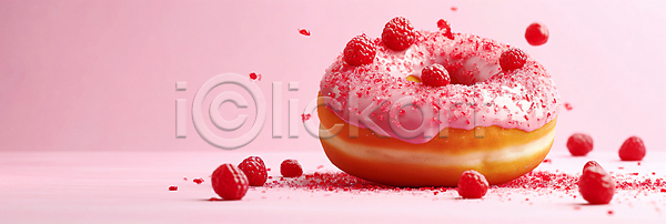 사람없음 JPG 디지털합성 편집이미지 달콤함 도넛 디저트 분홍색 산딸기 스프링클 음식 초콜릿 편집소스