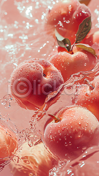 화려 사람없음 JPG 디지털합성 편집이미지 물 물방울 반짝임 복숭아 분홍색