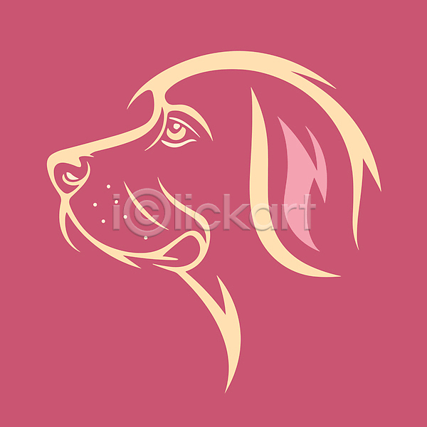 사람없음 AI(파일형식) 아이콘 일러스트 강아지 개 라인아트 머리 분홍색 심볼 한마리