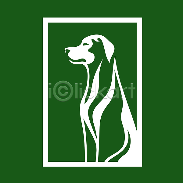 사람없음 AI(파일형식) 아이콘 일러스트 강아지 개 라인아트 머리 심볼 초록색 한마리