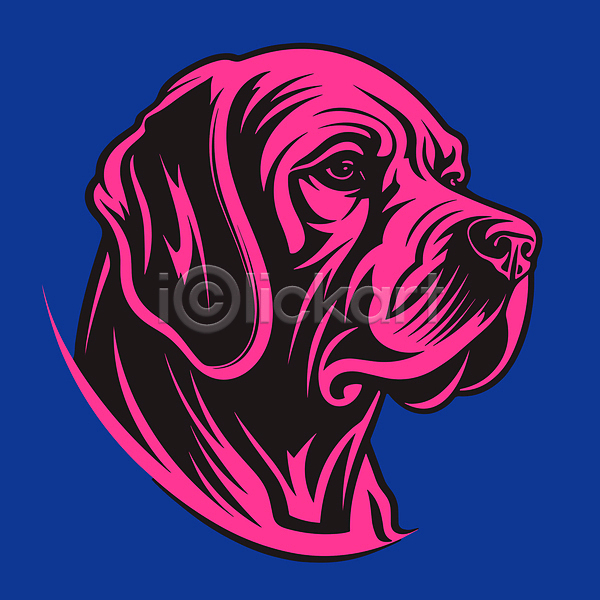 사람없음 AI(파일형식) 아이콘 일러스트 강아지 개 머리 분홍색 심볼 한마리