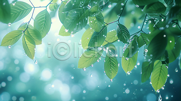 고요 편안함 사람없음 JPG 편집이미지 물방울 백그라운드 빛 숲 이슬 잎 자연 풍경(경치)