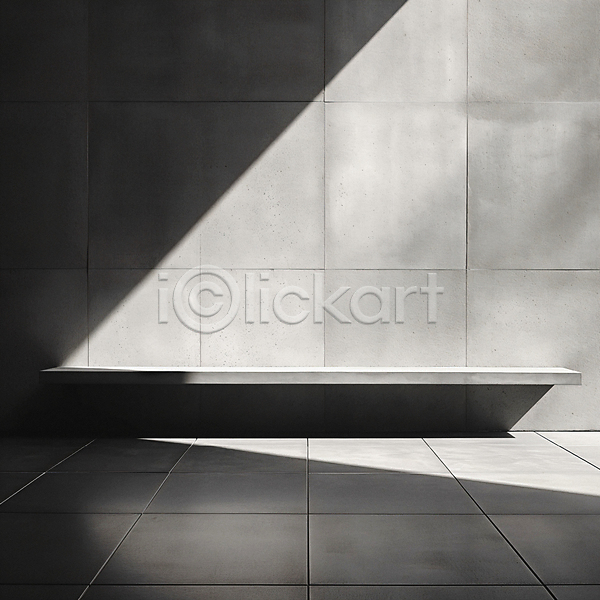 사람없음 JPG 디지털합성 편집이미지 건축 공간 그림자 바닥 백그라운드 벤치 벽 비어있는 실내 인테리어 질감 콘크리트 편집소스 햇빛 회색