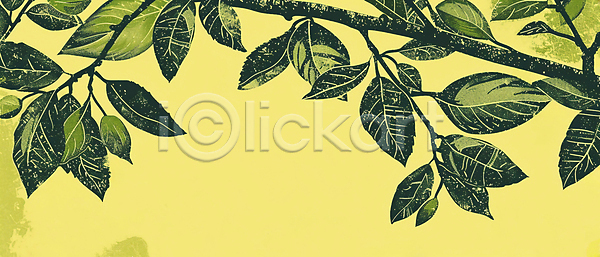 사람없음 JPG 일러스트 나뭇잎 나뭇잎배경 노란색 자연 초록색