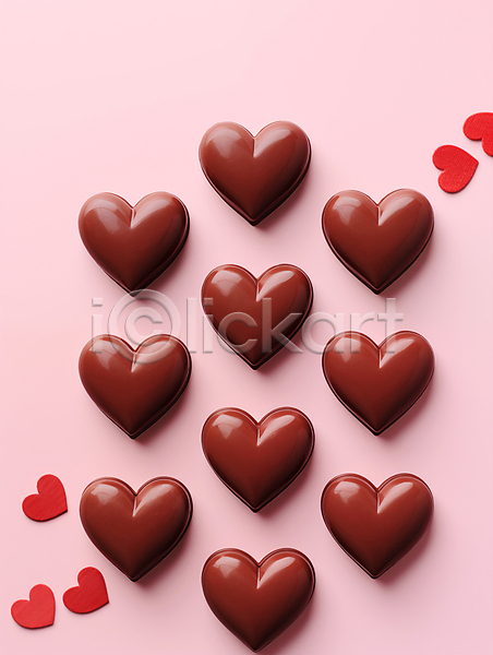 러블리 사랑 사람없음 3D JPG 디지털합성 입체 편집이미지 달콤함 발렌타인데이 분홍색 연애 일렬 초콜릿 하트