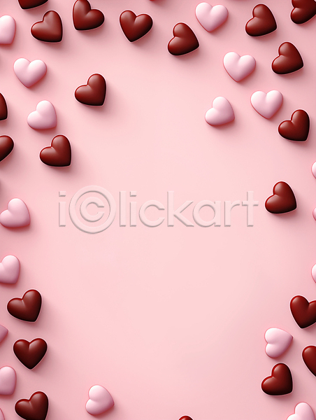 러블리 사랑 사람없음 3D JPG 디지털합성 입체 편집이미지 달콤함 발렌타인데이 분홍색 연애 초콜릿 카피스페이스 하트