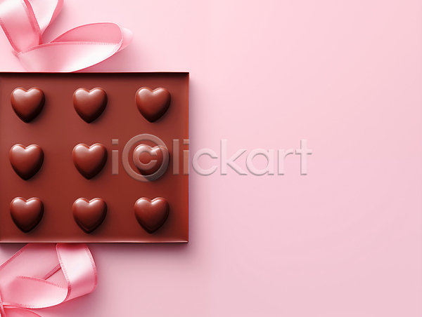 러블리 사랑 사람없음 3D JPG 디지털합성 입체 편집이미지 달콤함 리본 발렌타인데이 분홍색 연애 일렬 초콜릿 카피스페이스 하트