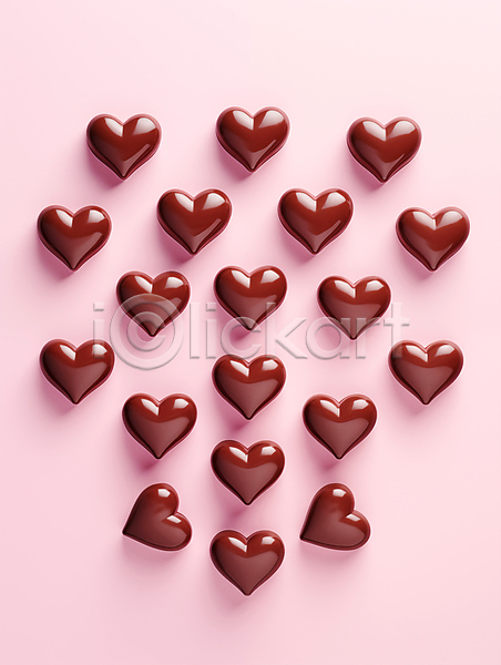 러블리 사랑 사람없음 3D JPG 디지털합성 입체 편집이미지 달콤함 발렌타인데이 배열 분홍색 연애 초콜릿 하트