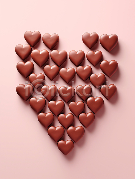 러블리 사랑 사람없음 3D JPG 디지털합성 입체 편집이미지 달콤함 발렌타인데이 배열 분홍색 연애 초콜릿 하트