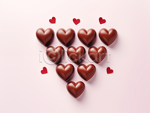 러블리 사랑 사람없음 3D JPG 디지털합성 입체 편집이미지 10 달콤함 발렌타인데이 배열 분홍색 연애 초콜릿 하트