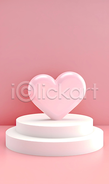 로맨틱 사랑 사람없음 3D JPG 디지털합성 입체 편집이미지 단상 발렌타인데이 분홍색 포디움 하트 화이트데이