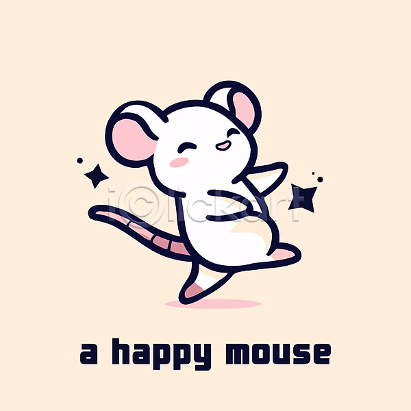 귀여움 행복 사람없음 AI(파일형식) 일러스트 동물캐릭터 반짝임 쥐 쥐캐릭터 춤