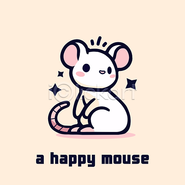 귀여움 행복 사람없음 AI(파일형식) 일러스트 동물캐릭터 반짝임 앉기 쥐 쥐캐릭터