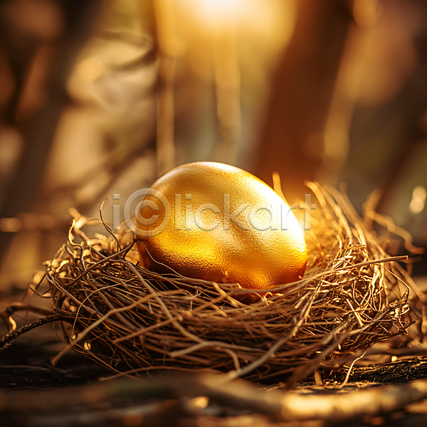 행운 사람없음 JPG 디지털합성 편집이미지 계란 금색 둥지 보물 부활절 부활절계란 편집소스 한개 황금 황금알