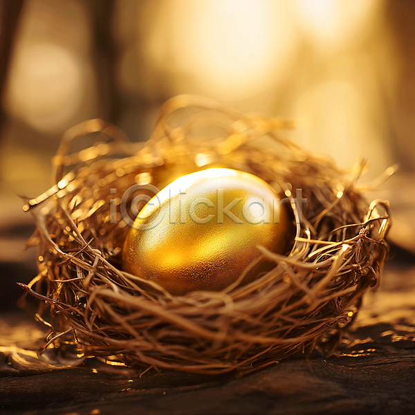 행운 사람없음 JPG 디지털합성 편집이미지 계란 금색 둥지 보물 부활절 부활절계란 편집소스 한개 황금 황금알