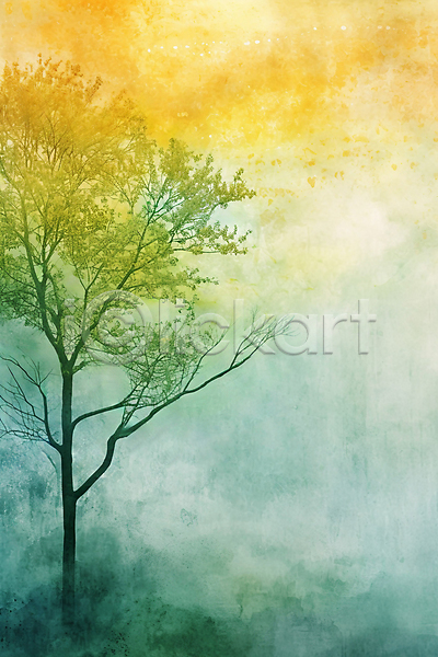 분위기 사람없음 JPG 편집이미지 나무 노란색 백그라운드 수채화(물감) 자연 질감 초록색 풍경(경치)