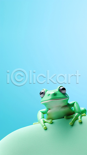 사람없음 JPG 디지털합성 편집이미지 개구리 양서류 초록색 한마리