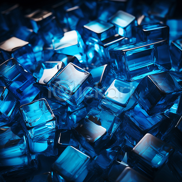 사람없음 3D JPG 디지털합성 편집이미지 광택 백그라운드 큐브 파란색 편집소스