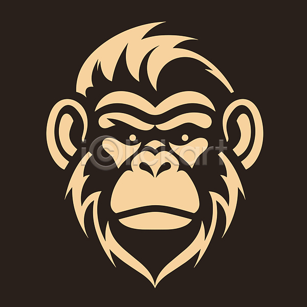 사람없음 AI(파일형식) 일러스트 심볼 얼굴 원숭이 한마리