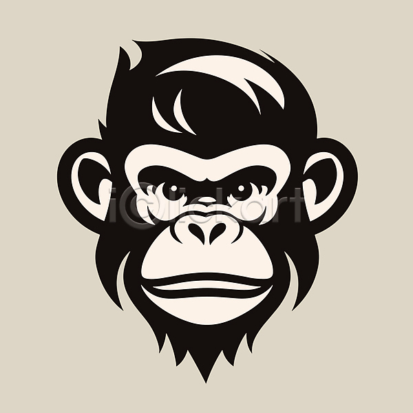 사람없음 AI(파일형식) 일러스트 심볼 얼굴 원숭이 한마리