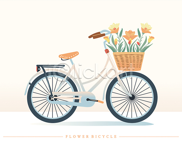 감성 사람없음 AI(파일형식) 일러스트 꽃 꽃바구니 봄 자전거