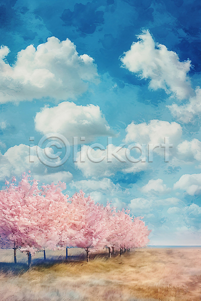 사람없음 JPG 일러스트 구름(자연) 나무 맑음 백그라운드 벚꽃 벚나무 봄 봄풍경 자연 풍경(경치) 하늘