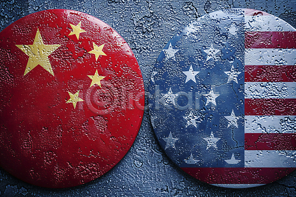 사람없음 JPG 편집이미지 국기 나라 무역 무역전쟁 미국 분쟁 성조기 오성홍기 중국 질감