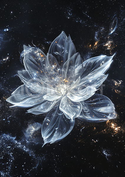 신비 사람없음 JPG 디지털합성 편집이미지 꽃 몽환 반투명 투명 파란색 홀로그램