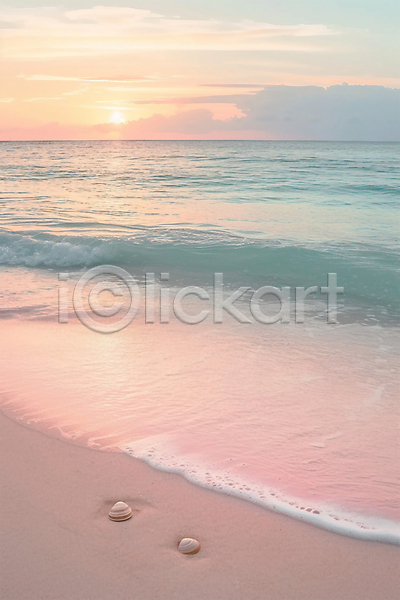 분위기 사람없음 JPG 편집이미지 포토 구름(자연) 분홍색 조개 태양 풍경(경치) 하늘 해변 휴양지