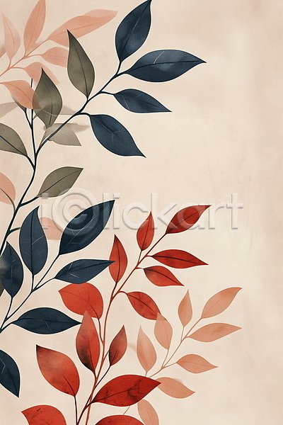 사람없음 JPG 일러스트 가을(계절) 낙엽 백그라운드 보라색 수채화(물감) 잎 자연 주황색 패턴