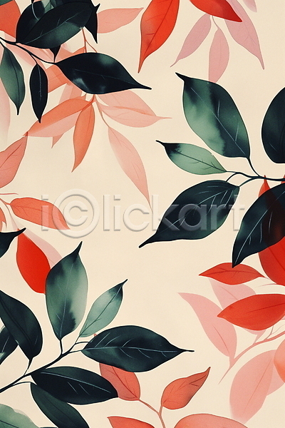 사람없음 JPG 일러스트 가을(계절) 낙엽 남색 백그라운드 수채화(물감) 잎 자연 주황색 패턴