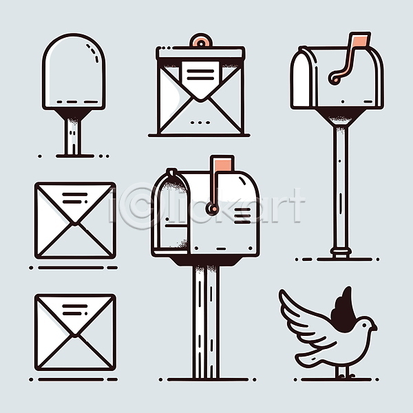 사람없음 AI(파일형식) 일러스트 디자인 비둘기 송신 엘리먼트 우체통 커뮤니케이션 통신 편지 편지봉투 하늘색