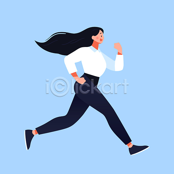 활기 성인 성인여자한명만 여자 한명 AI(파일형식) 일러스트 건강 달리기 러닝 운동 유산소운동 전신 캐주얼