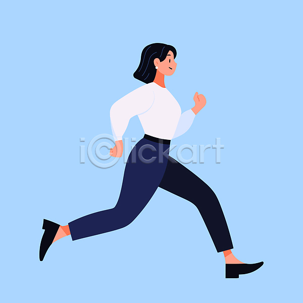 활기 성인 성인여자한명만 여자 한명 AI(파일형식) 일러스트 건강 달리기 러닝 운동 유산소운동 전신 정장