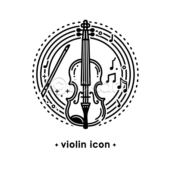클래식 사람없음 AI(파일형식) 라인아이콘 아이콘 검은색 라인아트 바이올린 바이올린활 악기 음악 음표